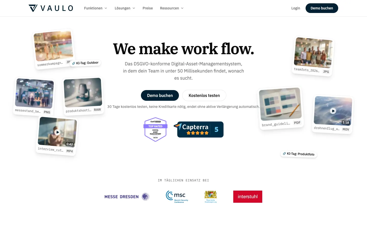 Startseite: VAULO, Digital Asset Management